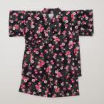  бесплатная доставка! сделано в Японии джинбей костюм Kids девочка цветок черный 120cm(920927)