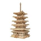 ショッピングパズル 立体パズル 木製パズルキット 3Dウッドパズル DIY つくるんです！ 五重塔 666679-TGN02 日本語説明書