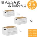 収納ボックス 折りたたみ S+M+L お得3点セット  積み重ね 組立簡単 アウトドア収納 車載収納 ホワイト