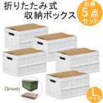 収納箱 折りたたみ コンテナボックス インテリア 収納ボックス Lサイズ お得5点セット 積み重ね 組立簡単 アウトドア ホワイト