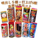 ショッピング花火 噴出し花火5種+打上げ花火5種　豪華10本セット【花火セット】【送料無料】