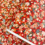 友禅和紙 華やか牡丹と桜 毬と雪輪 鹿の子紋様 赤地 大判 約63ｘ93cm 千代紙