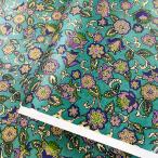 友禅和紙 更紗模様 花 唐草 パールグリーン 光沢のある緑色 大判 約63ｘ95cm 千代紙