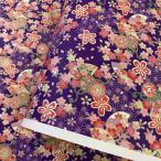 華やかな友禅紙 扇と鼓 桜ちらし 麻の葉模様 紫 大判 約63ｘ93cm  千代紙