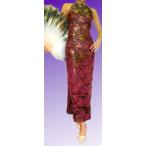  платье в китайском стиле / Bear задний длинный маленький дракон рисунок бордо цвет 