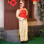 ショッピング古 中国清朝服 古装古代地主服 長袍（チャンパオ） サテン地 紅色