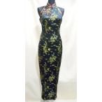  платье в китайском стиле / Bear задний длинный дракон . рисунок чёрный ( золотой дракон )