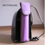 【リコーダーケース】 帆布生地で丈夫 パープルＸ内布（パープル花柄） ハンドメイド ランドセルに取り付けられるタイプ 定規も入るよ