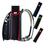 【リコーダーケース】 帆布生地で丈夫 ブラック生地ｘレッド縁取Ｘ内布（ブラックウォッチ） ハンドメイド ランドセルに取り付けられるタイプ 定規も入るよ