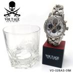 VOLTAGE  腕時計　チェーンベルト　メタルブレスレット 日本製ムーブメント　クロノグラフ　スカルソード　ロックグラス付