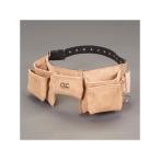 エスコ 12ポケット ダブルツールポーチ（革製・ベルト付） ESCO