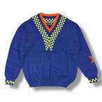 国内正規 LOUIS VUITTON 21SS Vネックカシミヤダミエセーター ニット ルイ・ヴィトン RM211 ZRS HKN61W ブルー L （5393M）