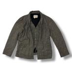 Greg Lauren Tweed Jacket ツイード ジレドッキング ショールカラー テーラードジャケット グレッグ・ローレン チャコール 3 （94229A）