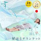 ダウンケット シングル 2枚組 羽毛肌掛け布団 シングルロング 日本製 ダウン90% メッシュ生地&接触冷感 洗える 夏の羽毛布団