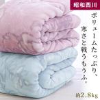 暖かい毛布 シングル 昭和西川 衿付きハイボリューム2枚合わせマイヤー毛布 ウォッシャブル ブランケット ジーナ