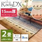 洗えるラグ 厚手 2畳 185×185cm ホットカーペット対応 15mmウレタン入り ギャベ柄 ラグマット ラディDX 秋冬ラグ イケヒコ