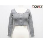 セリーヌ CELINE クロップドリブ ショート ニット グレー 2A67S237P サイズXS トリオンフ 刺繍 美品 トップス