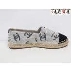  Chanel CHANEL G39028 CC здесь Mark matelasse парусина эспадрильи серый размер 38 прекрасный товар обувь 