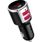 FMトランスミッター Bluetooth4.2 高音質 音声ナビ 12V-24V 車対応 急速充電 カーチャージャー USB充電 自動接続機能 電圧測定