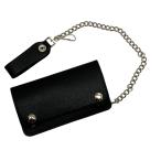 ショッピングサイフ 415CLOTHING サイフ トラッカーウォレット CLASSIC CHAIN WALLET (MEDIUM) レザー 牛革 ウォレットチェーン ブラック 黒 BLACK