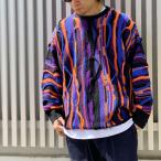 スリフティルック THRIFTY LOOK クルーネックニット セーター 3D KNITTING CREW SWEATER クージー COOGI パープル/オレンジ