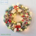 新年飾り クリスマス花輪 クリスマスリース ドアリース LED付き フラワーリース ドア店舗 玄関 庭園 部屋 壁飾り ガーランド pvc 飾り