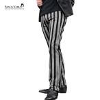 BlackVaria パンツ ストライプ ブーツカット スリム 総柄 細身 シューカット ボトムス mens メンズ(ブラックグレー黒) 222853