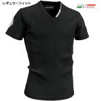 VIOLA rumore ヴィオラルモーレ ビオラ Tシャツ Vネック リブ 襟ロゴ 半袖Tシャツ mens メンズ(ブラック黒) 31313