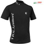 VIOLA rumore ヴィオラルモーレ ビオラ Tシャツ 半袖 モックネック 襟ロゴ メンズ(ブラック黒) 42328