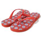 トリーバーチ ビーチサンダル ロゴプレート付き 赤 TORY BURCH FLIP FLOP US8 PVC ビーサン サンダル レディース SANDAL 新品