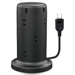 Yahoo! Yahoo!ショッピング(ヤフー ショッピング)エレコム ECT-0720BK 電源タップ タワー型　延長コード 12個口 USB×5ポート 雷ガード　ほこりシャッター 固定パーツ付 2m ブラック