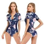  фитнес купальный костюм женский все в одном короткий рукав .. купальный костюм передний открытие body type покрытие женщина цветочный принт спорт купальный костюм горячие источники Pooh рубин chi серфинг плавание 