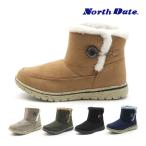 ノースデイト 防滑 ショートブーツ ブラック グレージュ オーク カーキ ネイビー ムートン風 反転式スパイク 冬用 North Date KH38003 ダテハキ