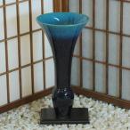  Shigaraki . ваза для цветов чёрный . синий стекло сток длина Tachibana керамика ваза сырой . цветок японский стиль . дорога Икэнобо живые цветы для рука произведение цветок основа Shigaraki жарение наличие число ограничение ....(K-09)