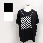 ブロックチェックポケ丸首カットソー