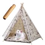 Bidason ペットベッド 犬 猫 小屋 木製 ペットクッション ペットテント クッション付き 茣蓙付き 簡易テント 室内 組立簡単 工具