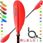 Overmont カヤックパドル ストラップコード付き 2ピース分割可 アルミ合金製 グラスファイバー ダブルブレード 全長230cm