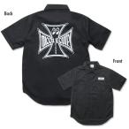 ムーンアイズ ワークシャツ 黒 MOONEYES 正規品 MOON Equipped Iron Cross 半袖シャツ