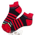 【GRN2017SS】GRANDE ボーダーアンクルソックス ブラックｘレッド【グランデ/サッカー/フットサル/サポーター/靴下】ネコポス対応可能