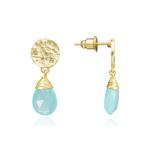 AZUNI / アズニ  EST1 ATHENA  スモール ドロップ ピアス  【 アクアカルセドニー ゴールドカラー 】