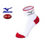 ミズノ mizuno 32JX5207-96 ソックス ショート丈 【25-27cm】 （ホワイト×レッド）
