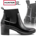 ショッピングリファ HUNTER ハンター 【レディース】リファインド グロスミッドヒールブーツ 【ブラック】【UK6/25cm】 WFP1012NRG-BLK