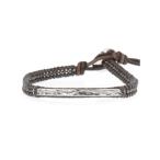 CHAN LUU / チャンルー  メンズ 1連ラップ レザー ブレスレット アンティークシルバー プレートアクセント