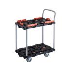 TRUSCO トラスコ中山 連結式樹脂製2段台車 ビートル 700X450 自在5輪 内2輪ストッパー付 柵 ハンドル付 BT724KJ5S2-E100