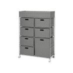 萩原 ハギハラ 【組立品】ランドリーラック タオル収納 隙間収納(幅70.5?)引出し7杯 2列タイプ グレー RAN-2418GY