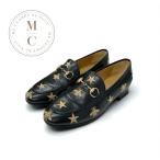 グッチ GUCCI ローファー 革靴 靴 シューズ レザー ブラック ゴールド 黒 ホースビット スター Bee 刺繍