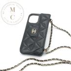  Chanel CHANEL мобильный * смартфон аксессуары черный Gold здесь Mark matelasse iPhone кейс цепь 
