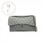 シャネル CHANEL バッグ ショルダーバッグ グレー シルバー デカマトラッセ ターンロック ココマーク シングルフラップ