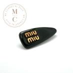 ミュウミュウ MIUMIU ヘアアクセサリー ブラック ゴールド ロゴ ヘアクリップ バレッタ