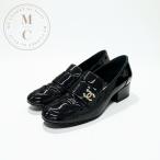 シャネル CHANEL ローファー 革靴 靴 シューズ パテントレザー ブラック ゴールド ココマーク